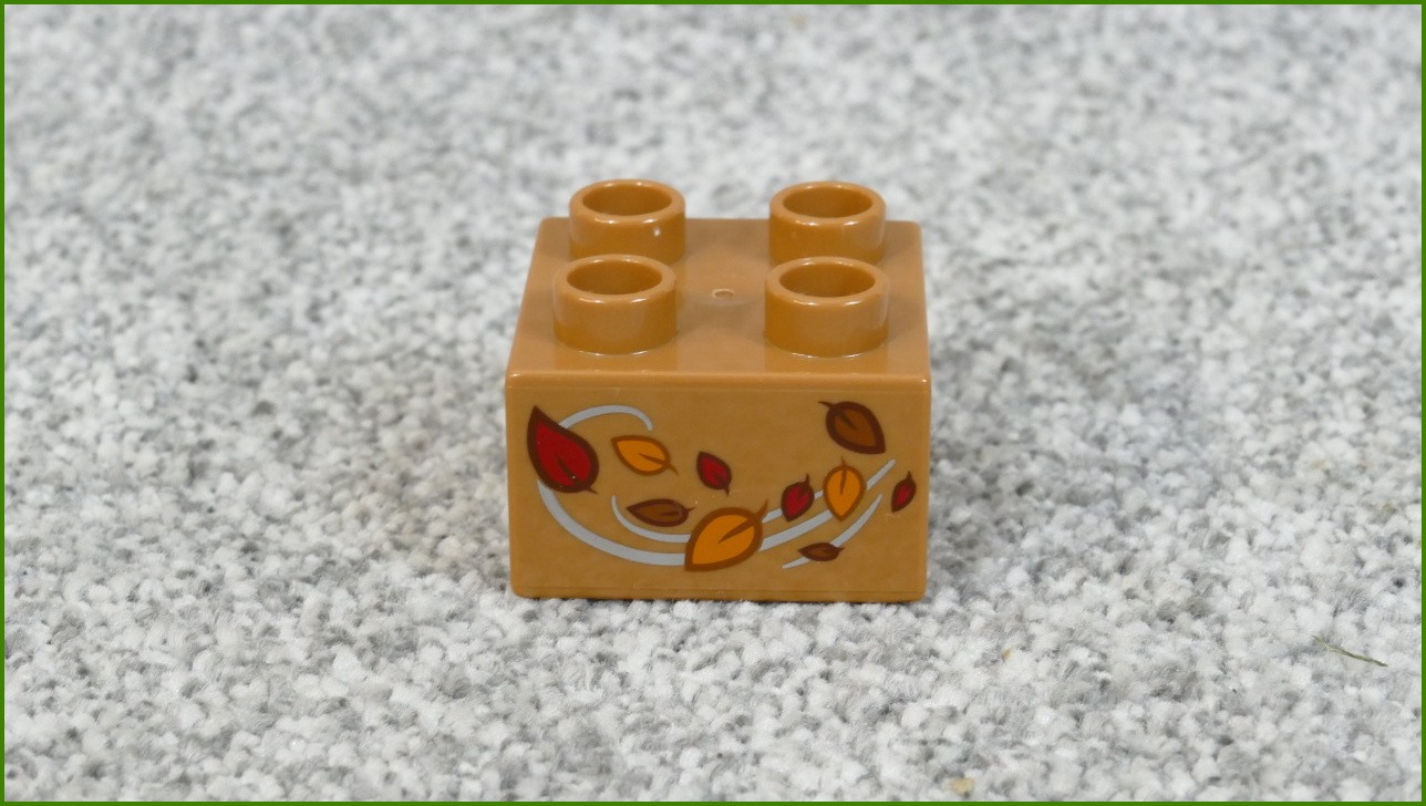 Lego® Duplo® Kostka 2x2 Světlounce Hnědá - Potisk Podzimní Listí - Nová