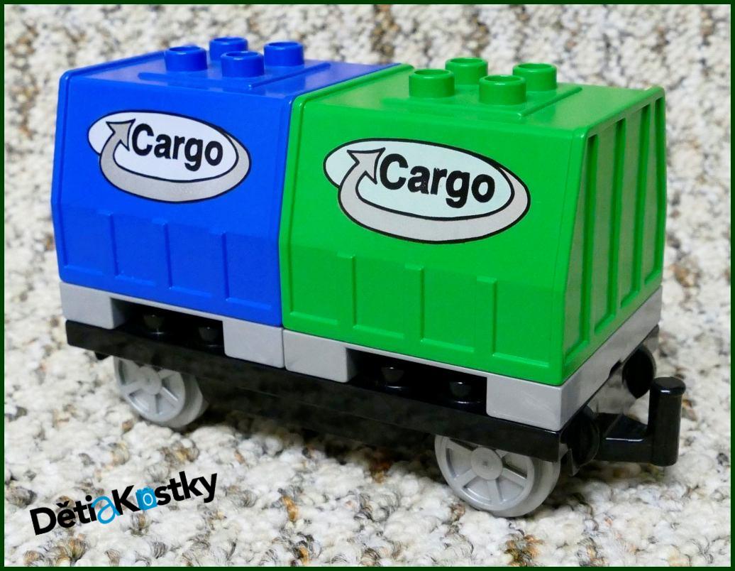 Lego® Duplo® Vagon - Kontejnery Cargo Palety - Modrý/Zelený