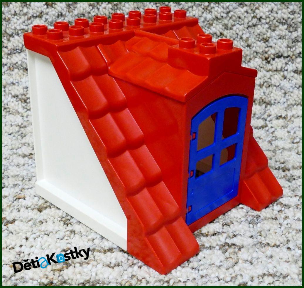 Lego® Duplo® Domeček - Červená Střecha, Bílé Bočnice, Modré Dveře