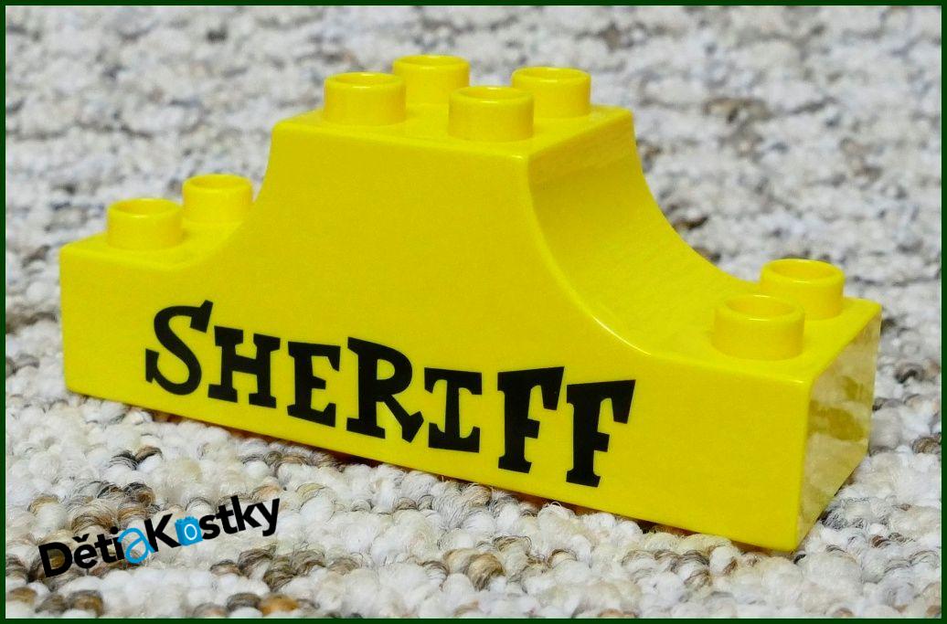 Lego® Duplo® Klenutá Kostka 2x6 Žlutá - Nápis Sheriff