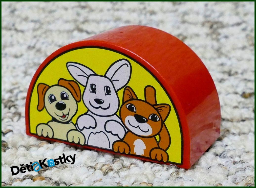 Lego® Duplo® Kostka Půlkulatá Červená - Pejsek, Králík, Kočička