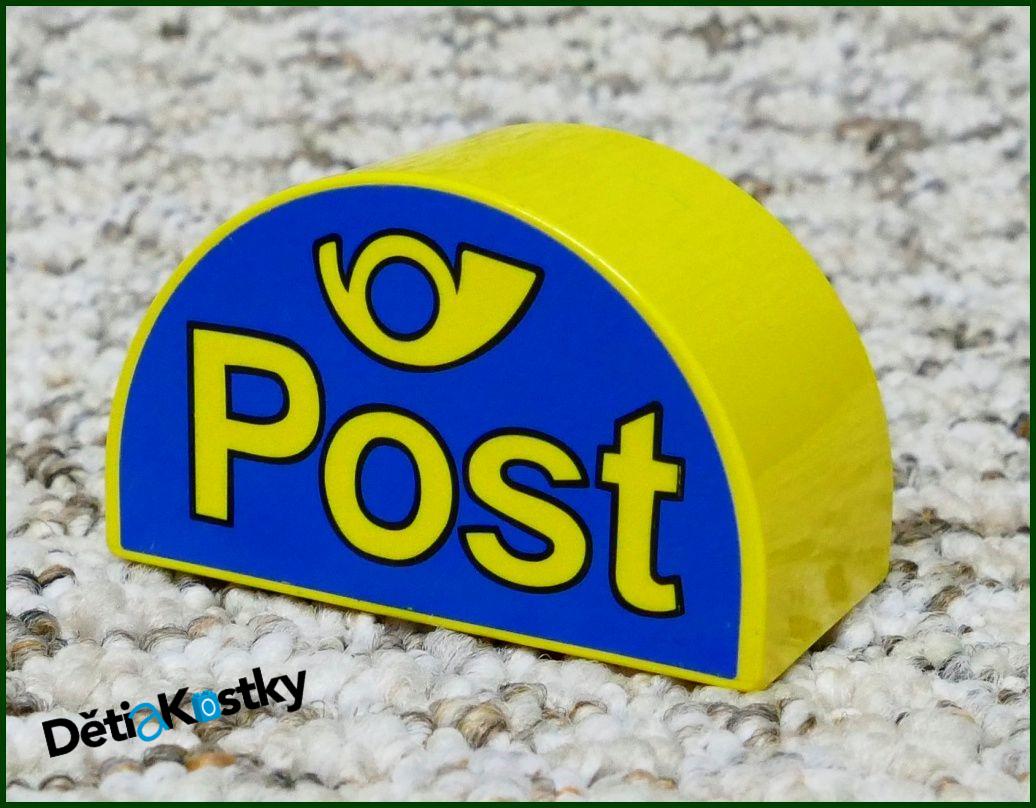 Lego® Duplo® Kostka Půlkulatá Žlutá - Pošta (Žlutý Nápis)