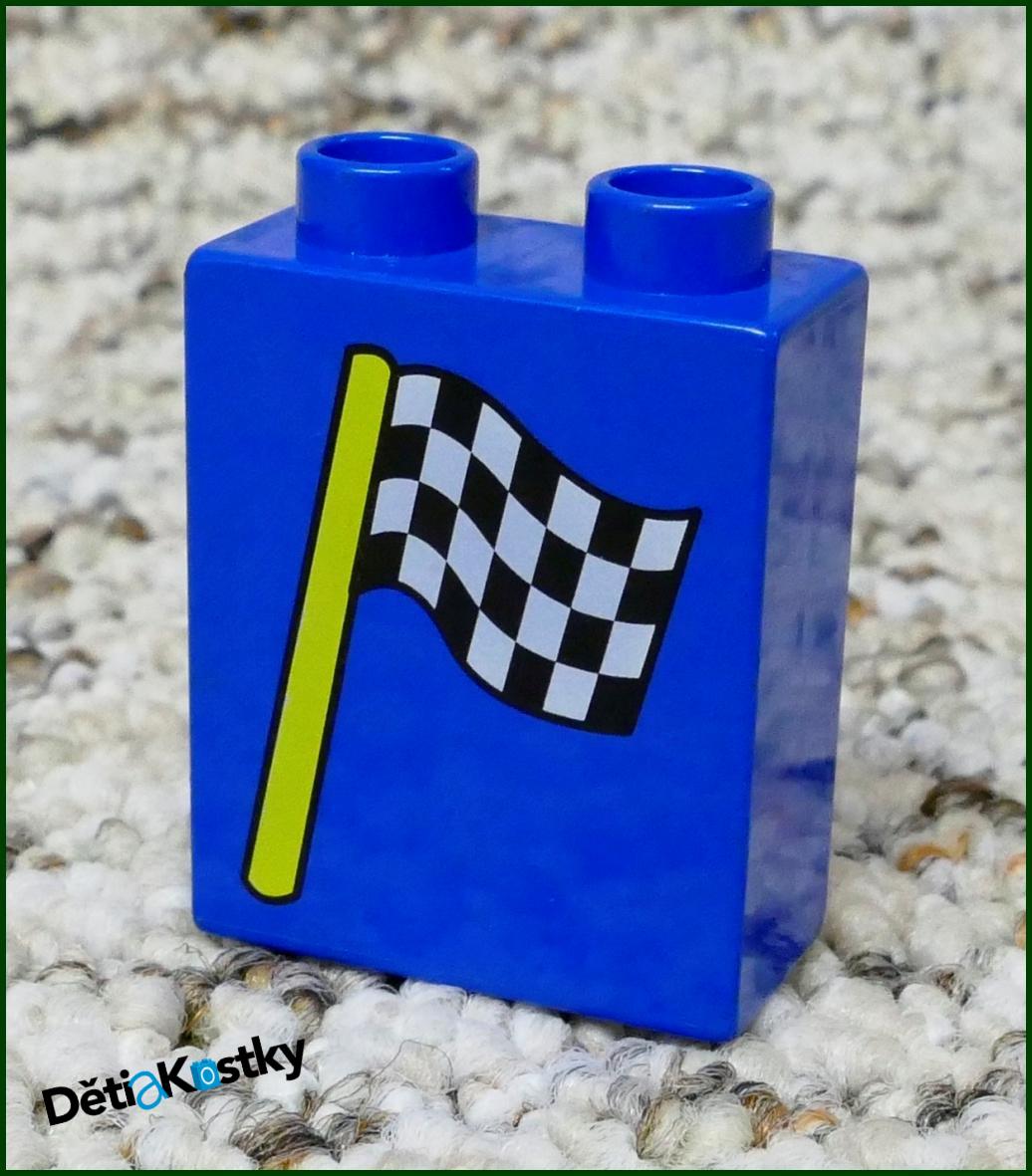 Lego® Duplo® Kostka 1x2x2 Modrá - Cílová Vlajka