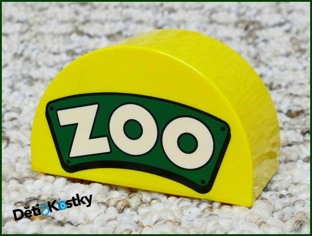 Lego® Duplo® Kostka Půlkulatá Žlutá - Zoo - Zelený Nápis