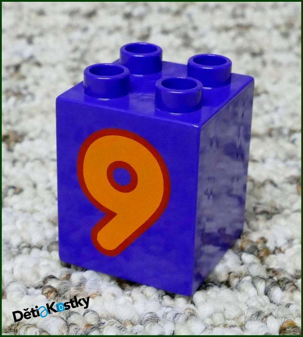 Lego® Duplo® Kostka 2x2x2 Tmavě Fialová - Oranžová Devítka
