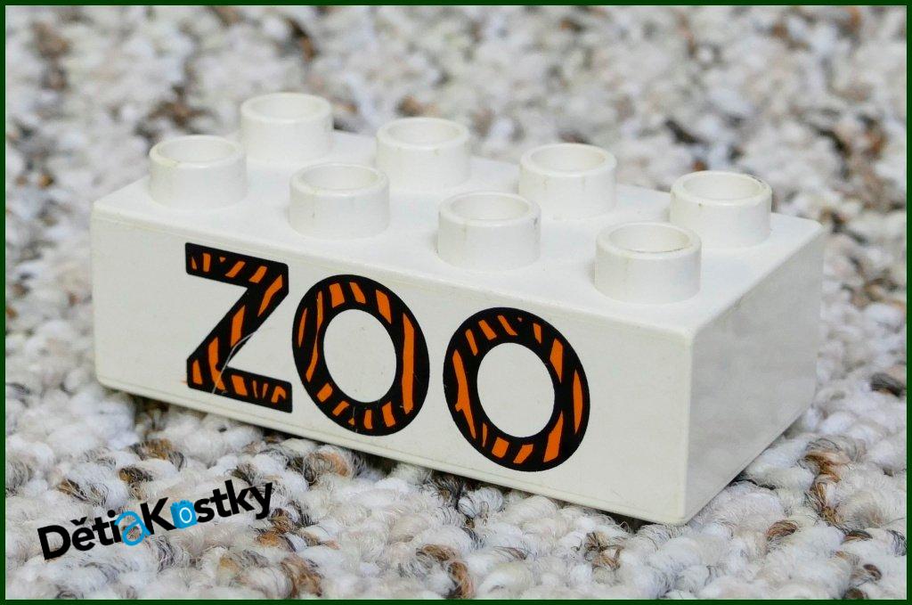 Lego® Duplo® Kostka 2x4 Bílá - Nápis Zoo