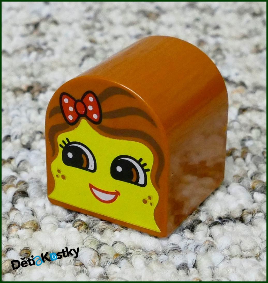 Lego® Duplo® Kostka 2x2 Půlkulatá Hnědá - Obličej Dívka