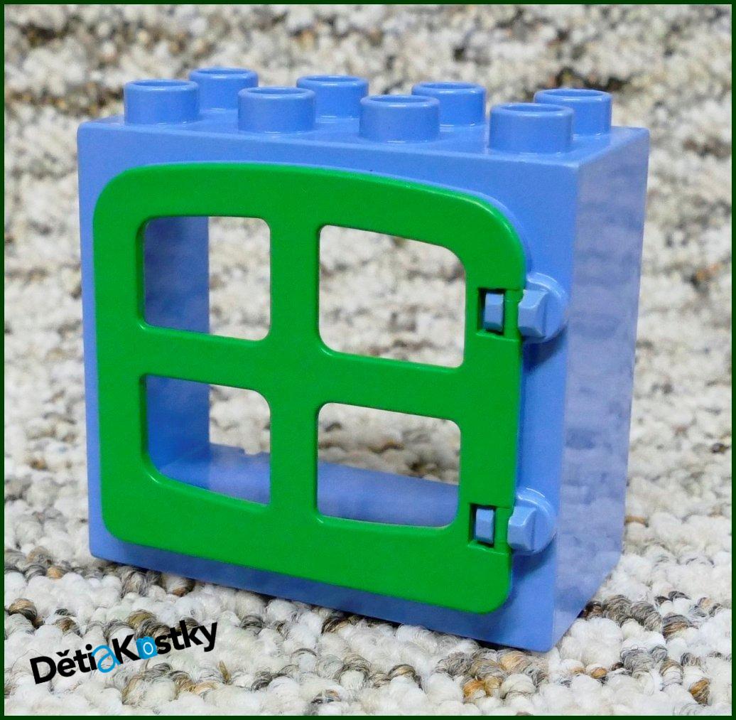 Lego® Duplo® Kostka s Oknem Světle Modrá - Zelená Okenice Oblá