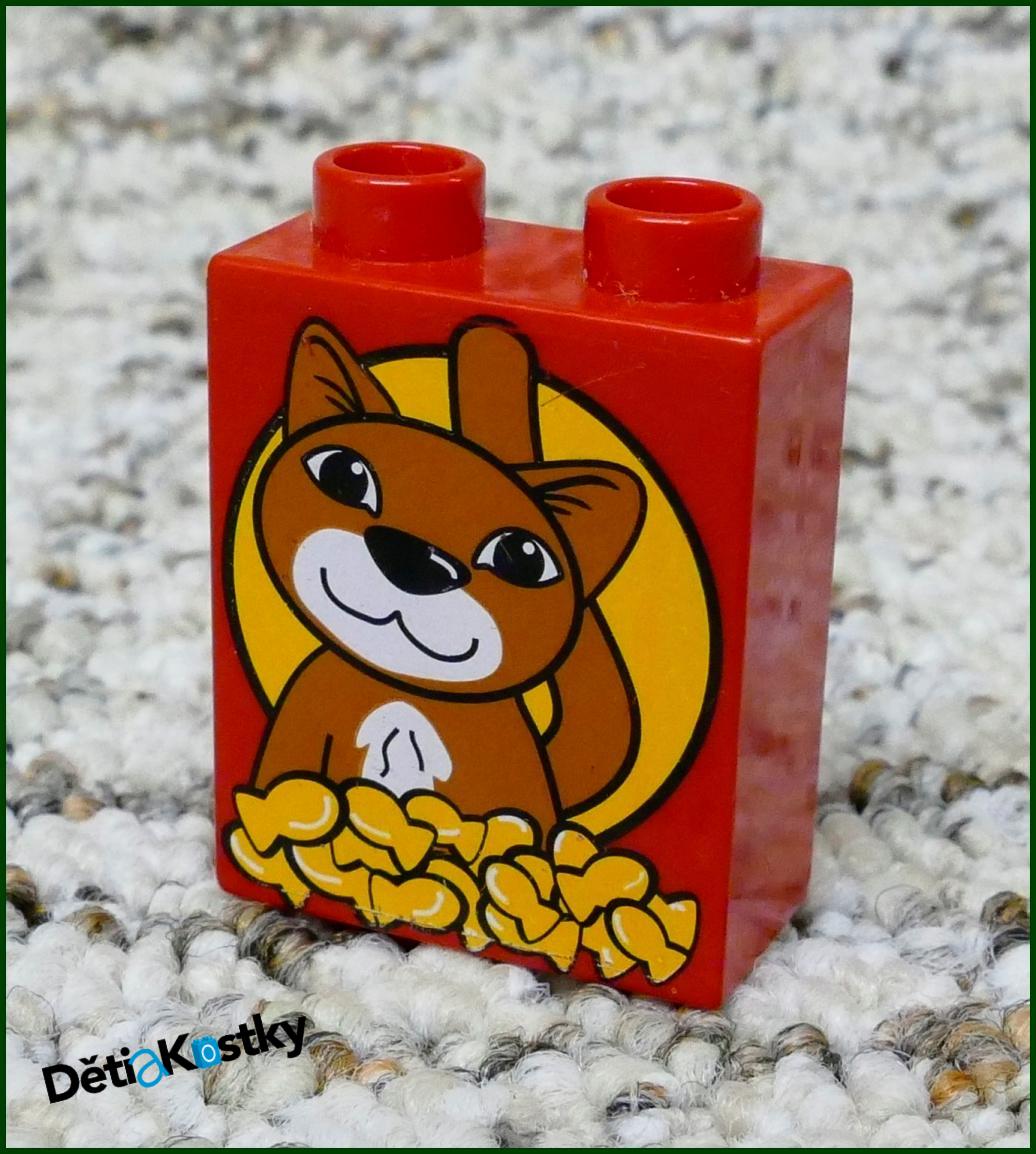Lego® Duplo® Kostka 1x2x2 Červená - Kočička