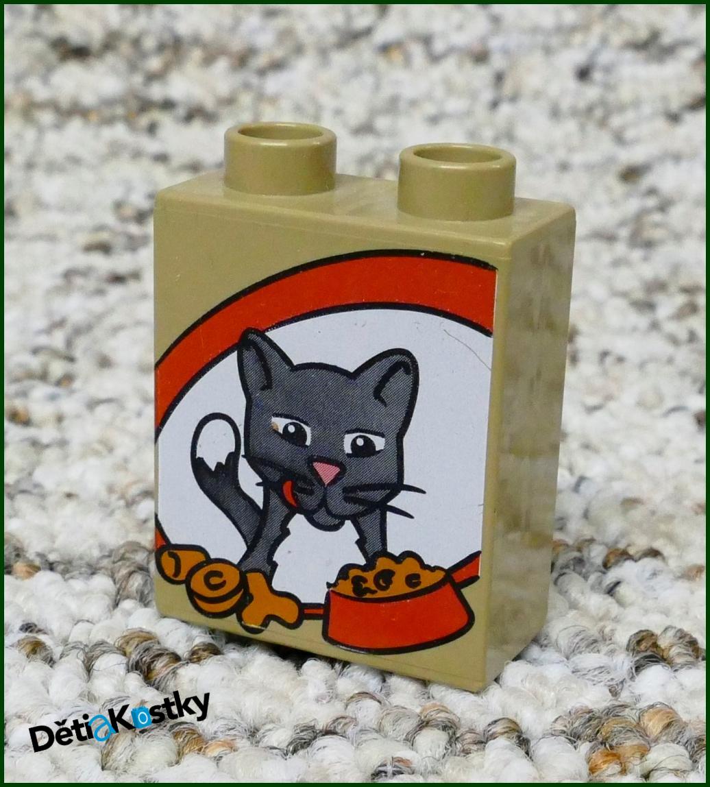 Lego® Duplo® Kostka 1x2x2 Tm. Béžová - Kočička