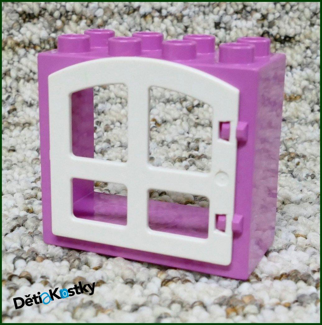 Lego® Duplo® Kostka s Oknem Růžová - Bílá Okenice Zaoblená