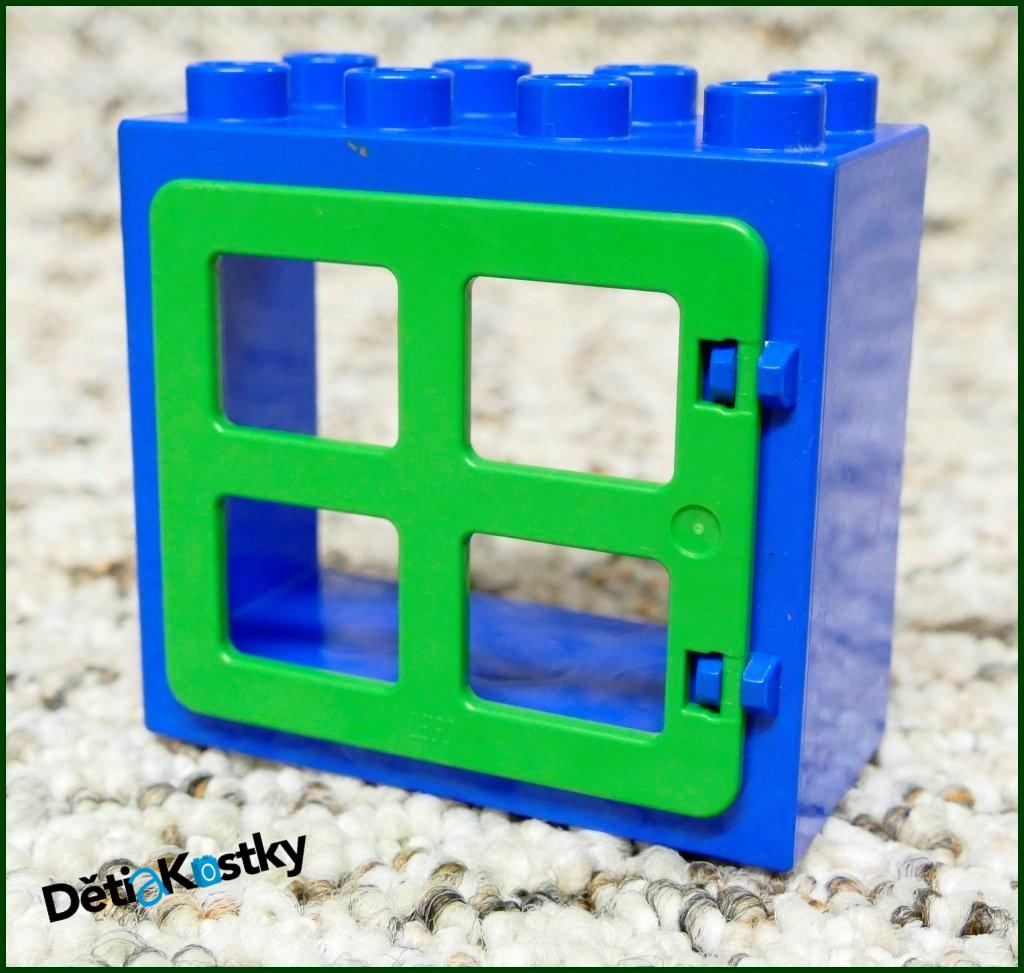 Lego® Duplo® Kostka s Oknem Tmavě Modrá - Zelená Okenice