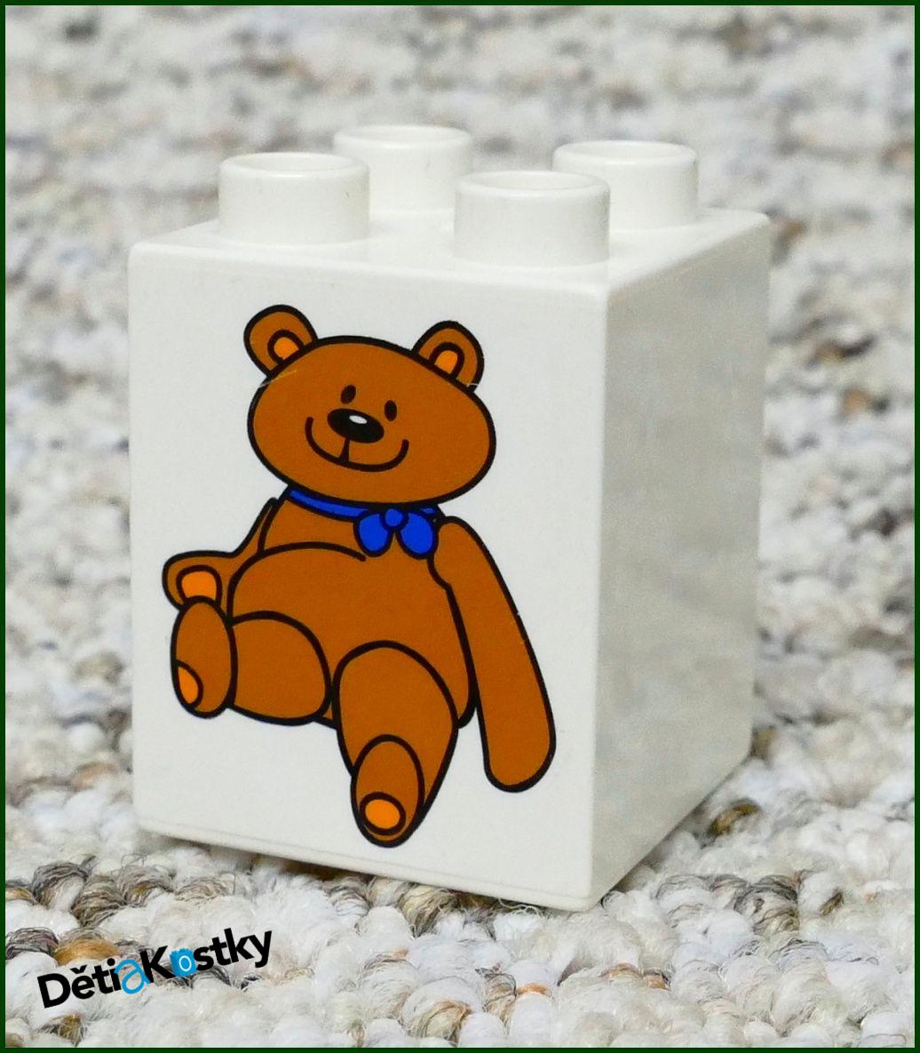 Lego® Duplo® Kostka 2x2x2 Bílá - Medvídek