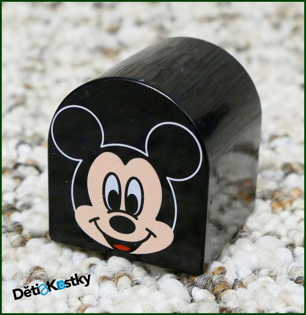 Lego® Duplo® Kostka 2x2 Zaoblená Černá - Obrázek Mickey Mouse