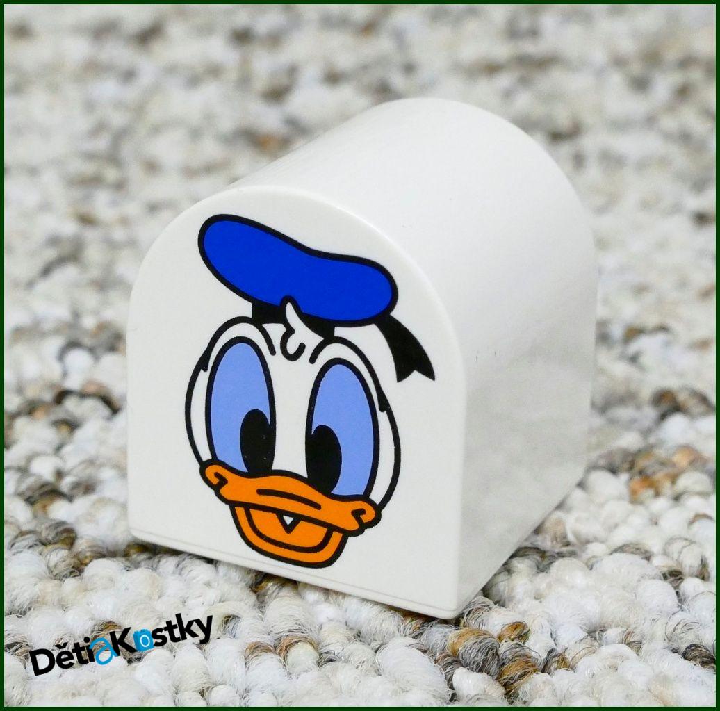 Lego® Duplo® Kostka 2x2 Zaoblená Bílá - Obrázek Donald