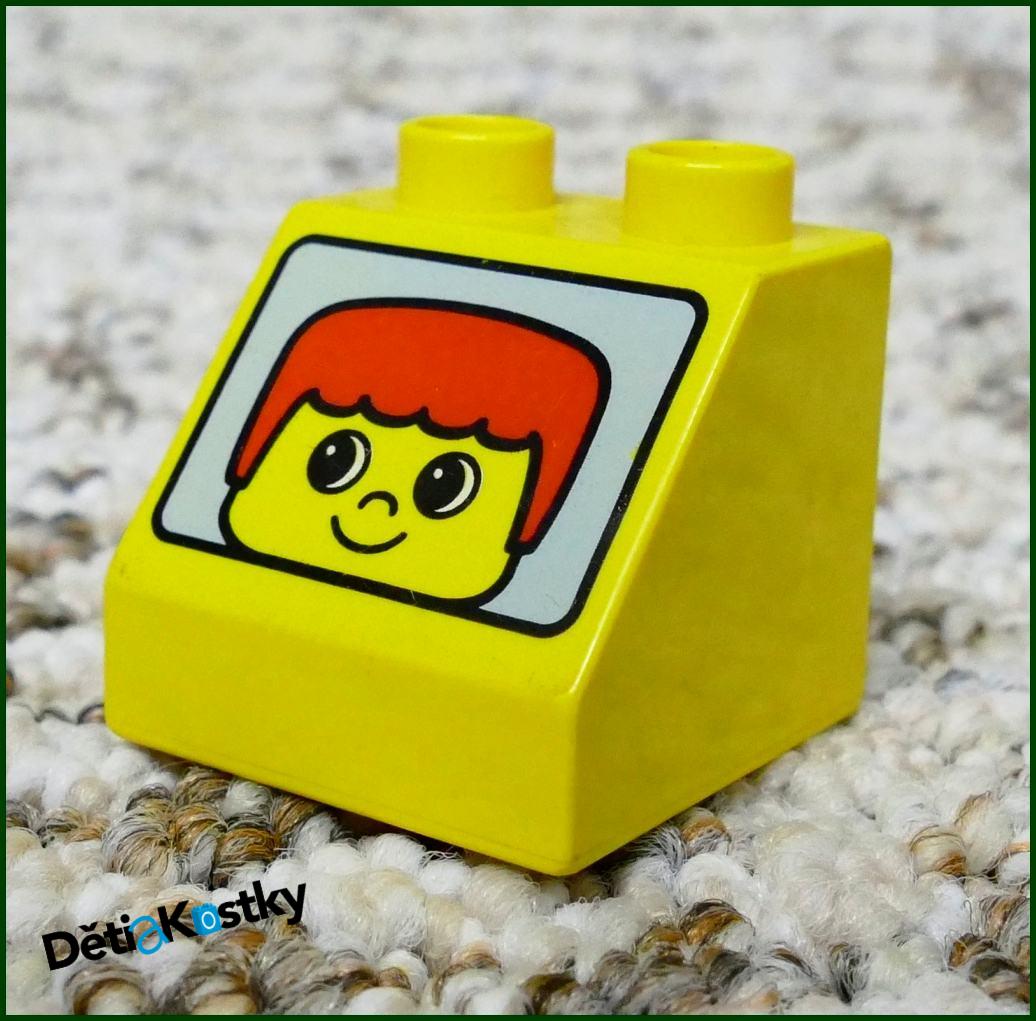 Lego® Duplo® Kostka 2x2 Žlutá Zkosená - Obličej II