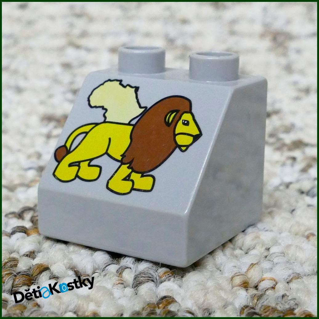 Lego® Duplo® Kostka 2x2 Šedá Zkosená - Lev / Afrika