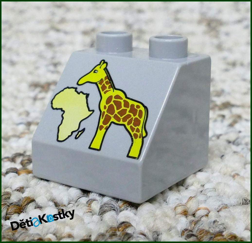 Lego® Duplo® Kostka 2x2 Šedá Zkosená - Žirafa / Afrika