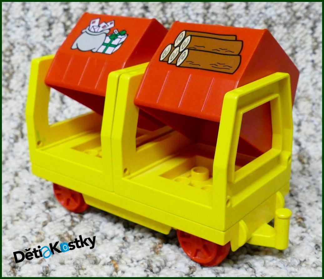 Lego® Duplo® Vagon - Kontejnery Výklopné Pošta/Dřevo - Žlutá/Červená