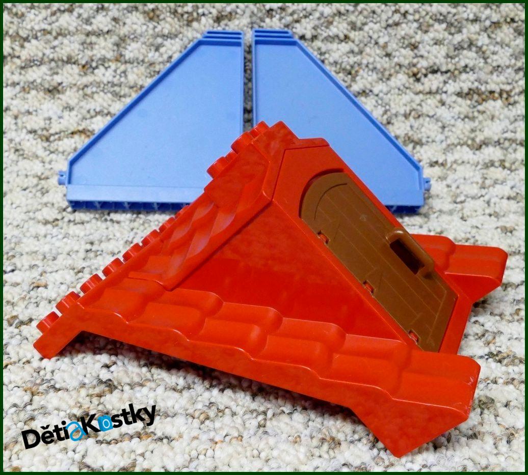 Lego® Duplo® Domeček - Červená Střecha, Modré Bočnice, Hnědé Dveře