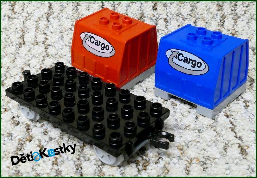 Lego® Duplo® Vagon - Kontejnery Cargo Palety - Modrý/Červený