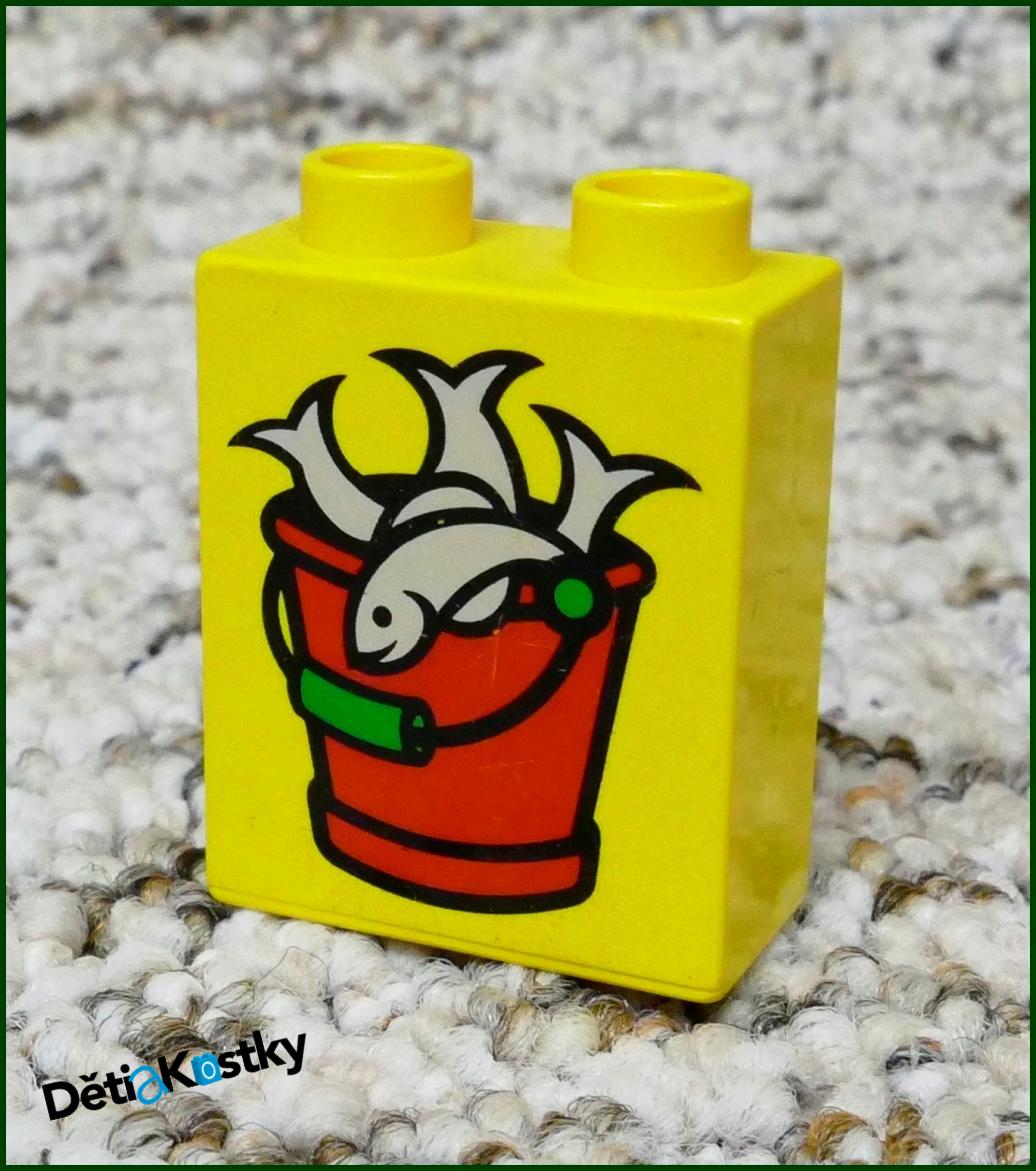 Lego® Duplo® Kostka 1x2x2 Žlutá - Kbelík s Rybami