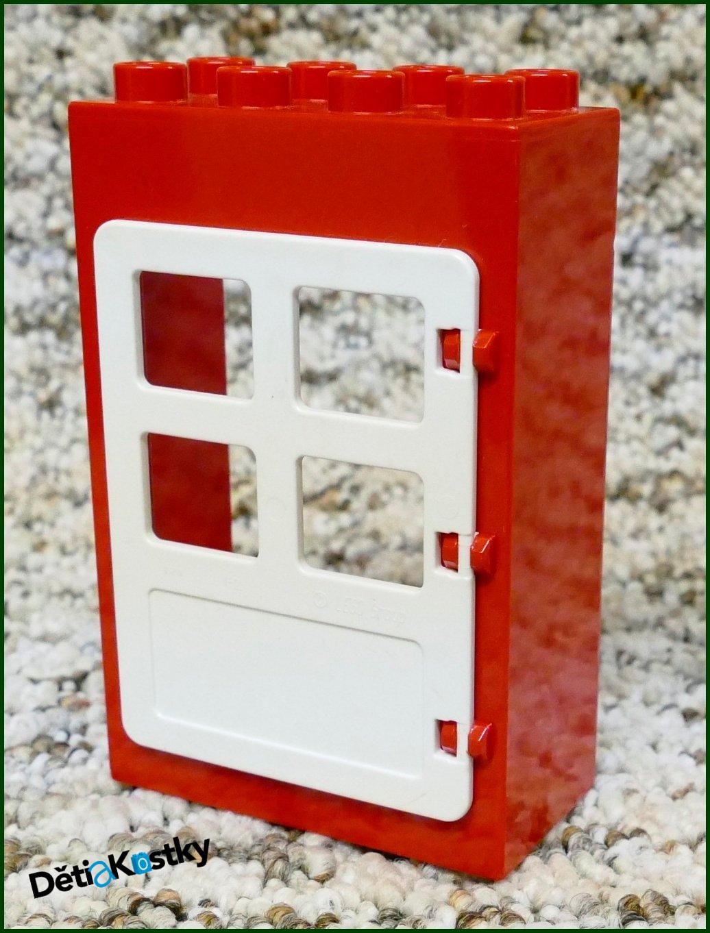 Lego® Duplo® Kostka s Dveřmi Červená Vysoká - Hranaté Dveře