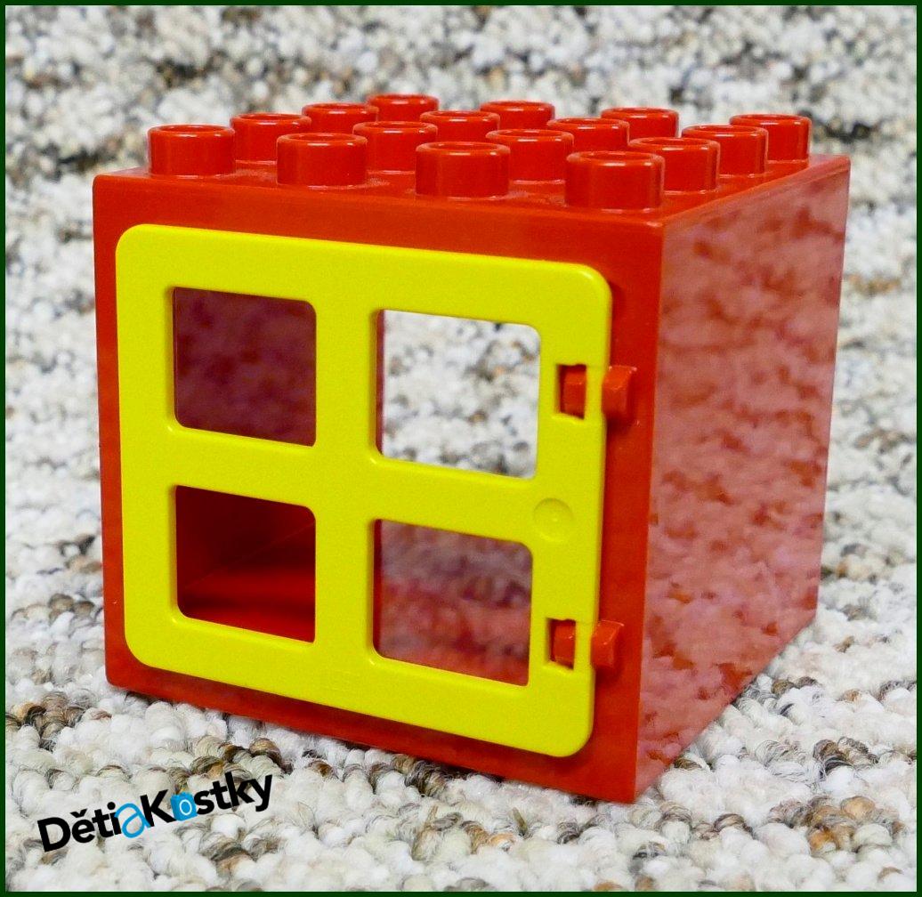 Lego® Duplo® Kostka s Oknem 4x4x4 Červená - Žluté Okno