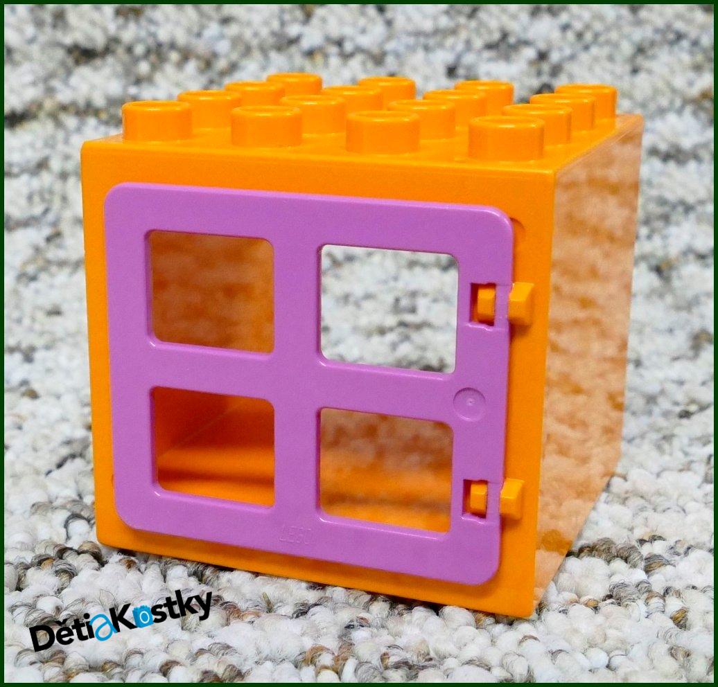 Lego® Duplo® Kostka s Oknem 4x4x4 Oranžová - Růžové Okno