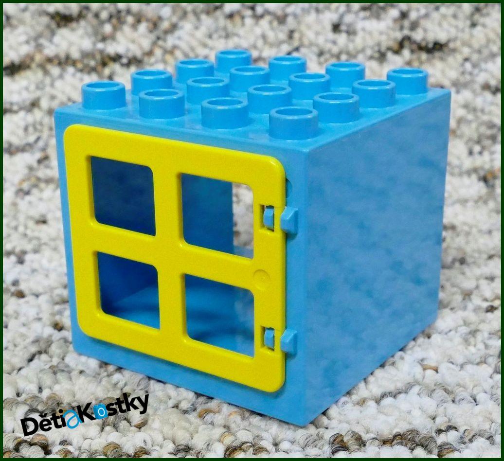 Lego® Duplo® Kostka s Oknem 4x4x4 Tyrkysová - Žluté Okno