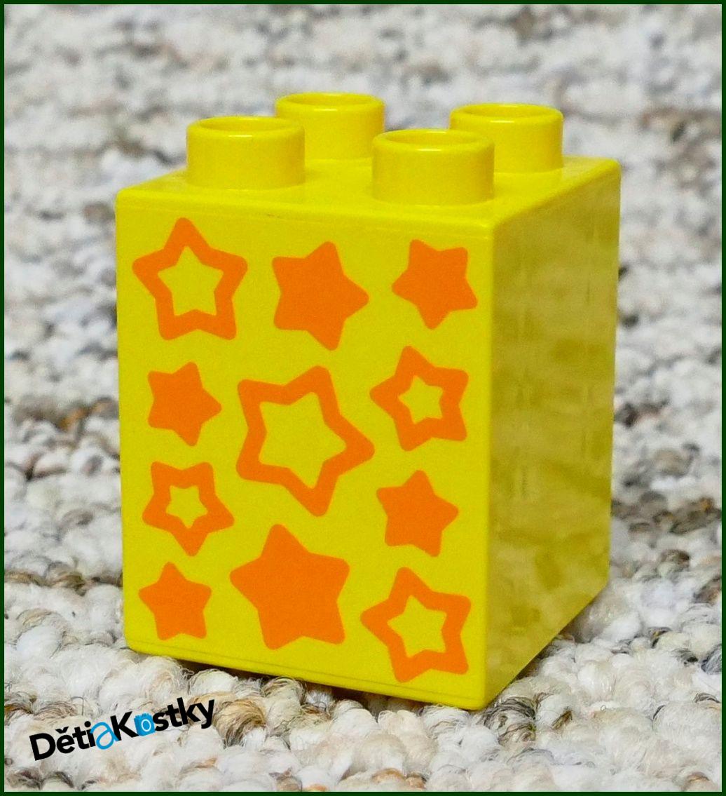 Lego® Duplo® Kostka 2x2x2 Žlutá - Hvězdičky