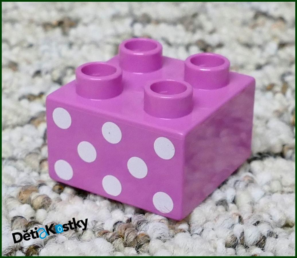 Lego® Duplo® Kostka 2x2 Růžová - Bílé Tečky