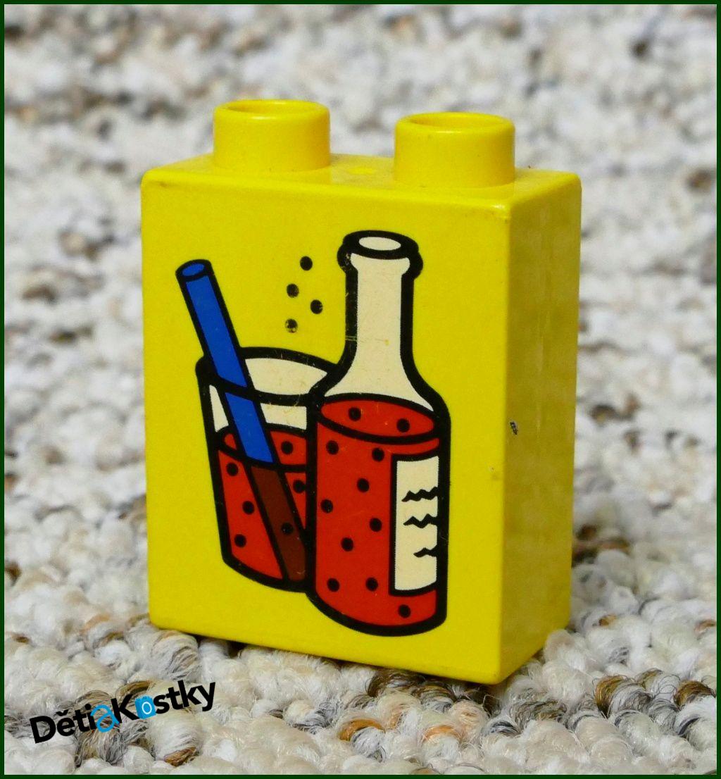 Lego® Duplo® Kostka 1x2x2 Žlutá - Sodovka Se Sklenicí