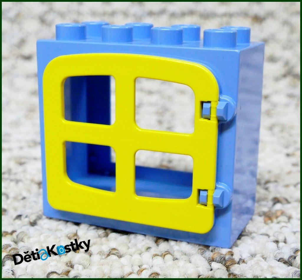 Lego® Duplo® Kostka s Oknem Světle Modrá - Žlutá Zakulacená Okenice