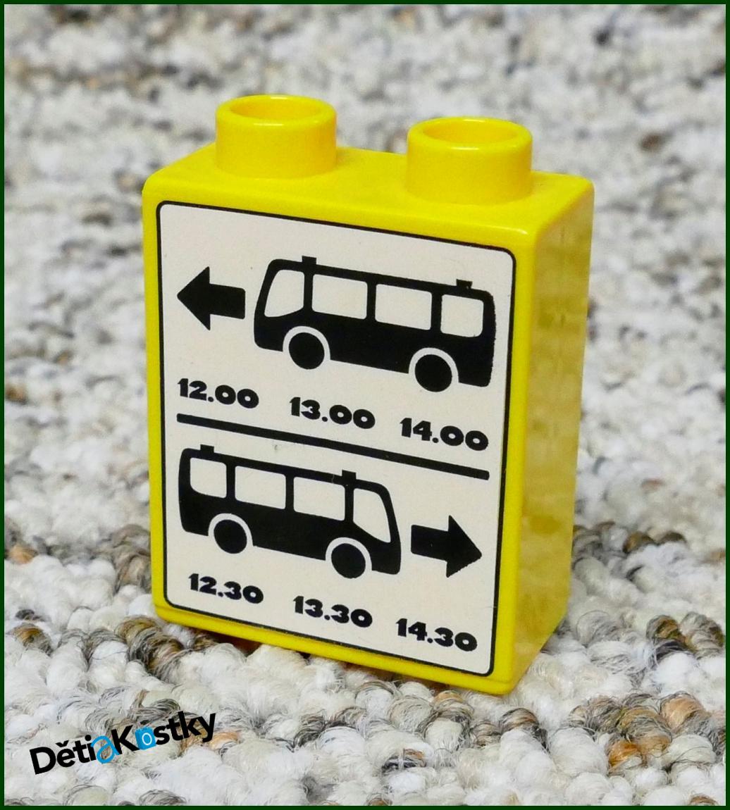 Lego® Duplo® Kostka 1x2x2 Žlutá - Zastávka Autobusu (Černé Autobusy)