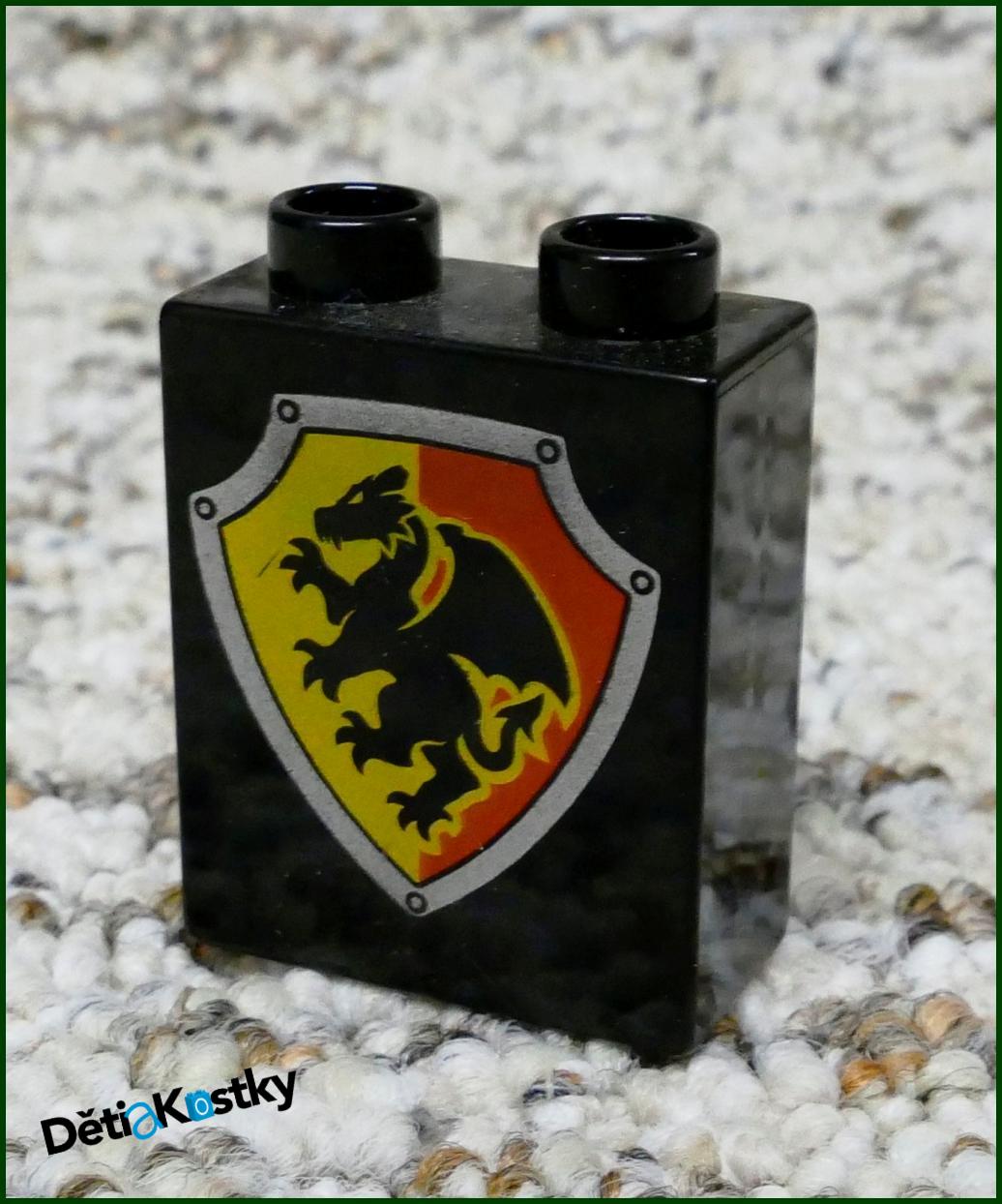Lego® Duplo® Kostka 1x2x2 Černá - Červený Erb