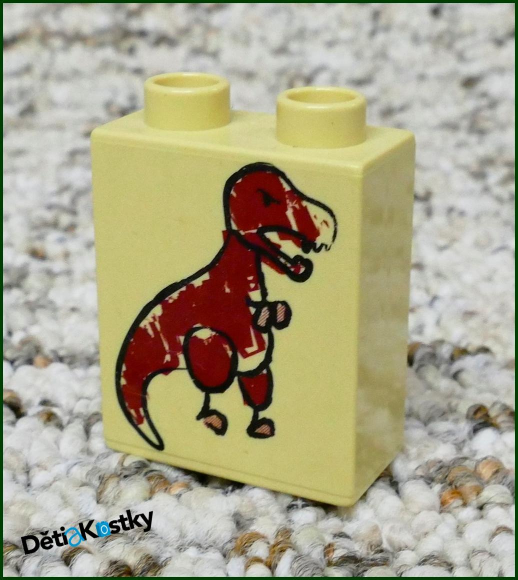 Lego® Duplo® Kostka 1x2x2 Béžová - Kresba Dinosaura
