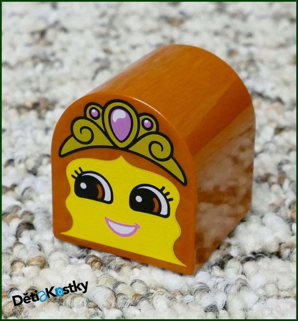 Lego® Duplo® Kostka 2x2 Půlkulatá Hnědá - Obličej Dívka s Korunou