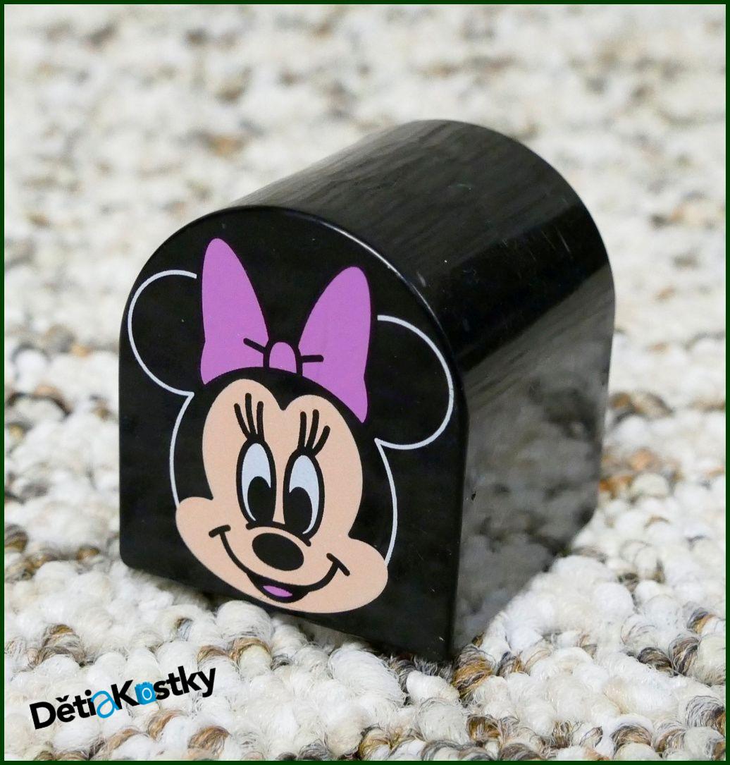 Lego® Duplo® Kostka 2x2 Zaoblená Černá - Obrázek Minnie Mouse