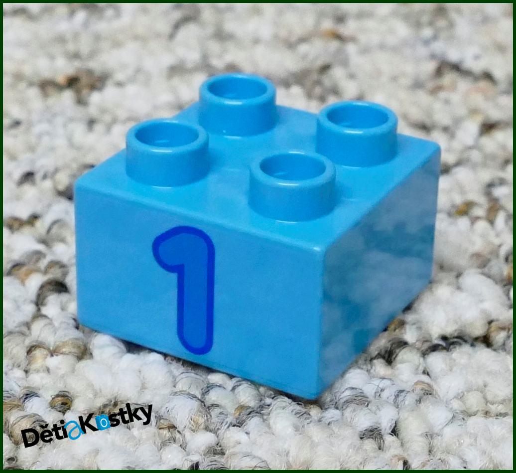 Lego® Duplo® Kostka 2x2 Světle Modrá - Modrá Jednička