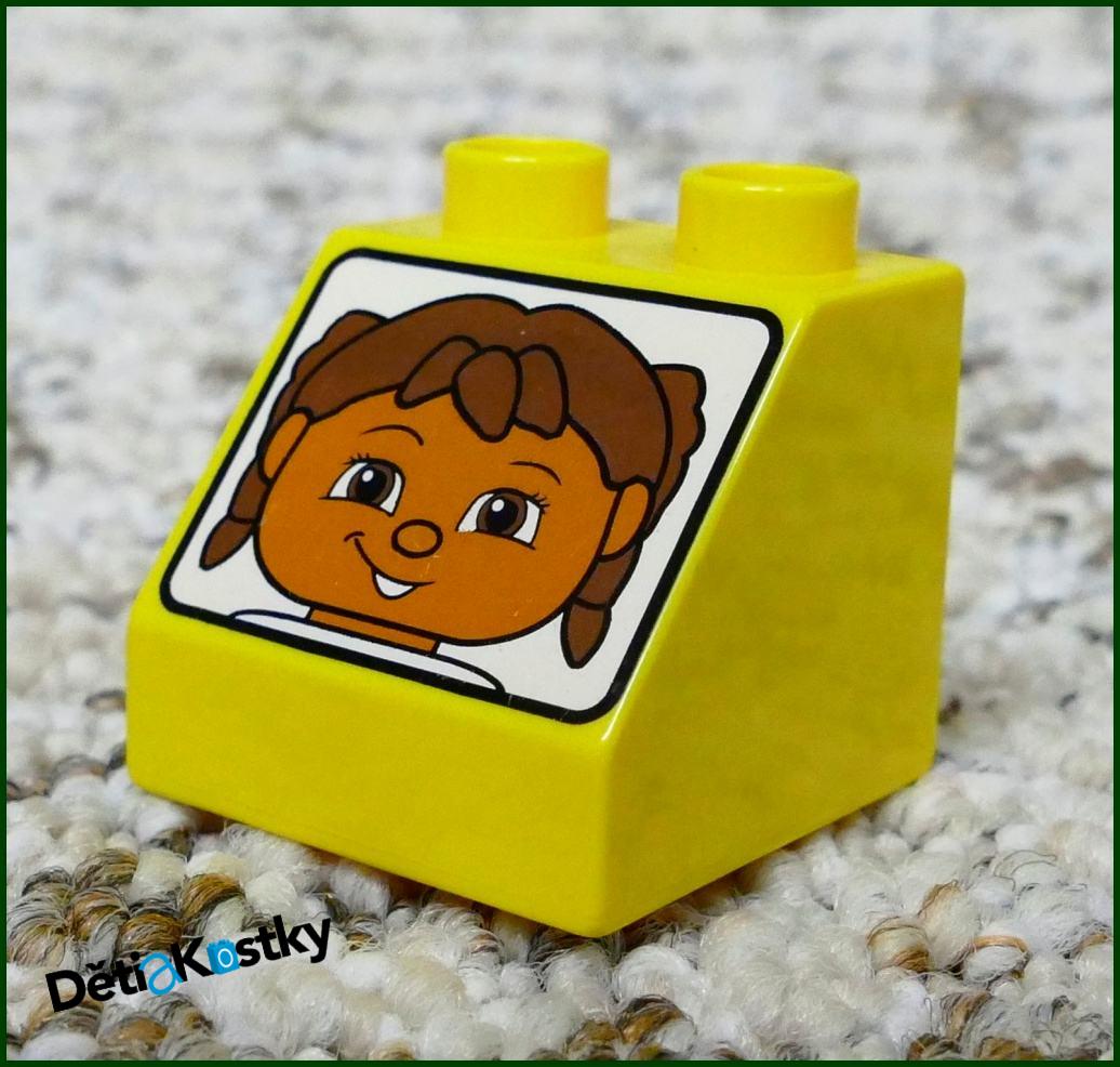 Lego® Duplo® Kostka 2x2 Žlutá Zkosená - Holka s Culíky