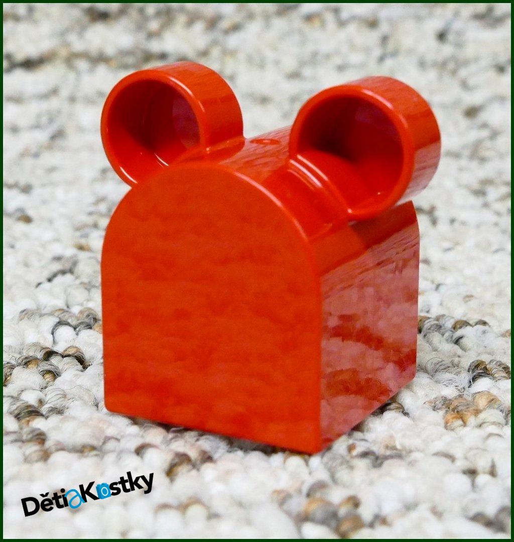 Lego® Duplo® Kostka 2x2 Červená Zaoblená s Ušima