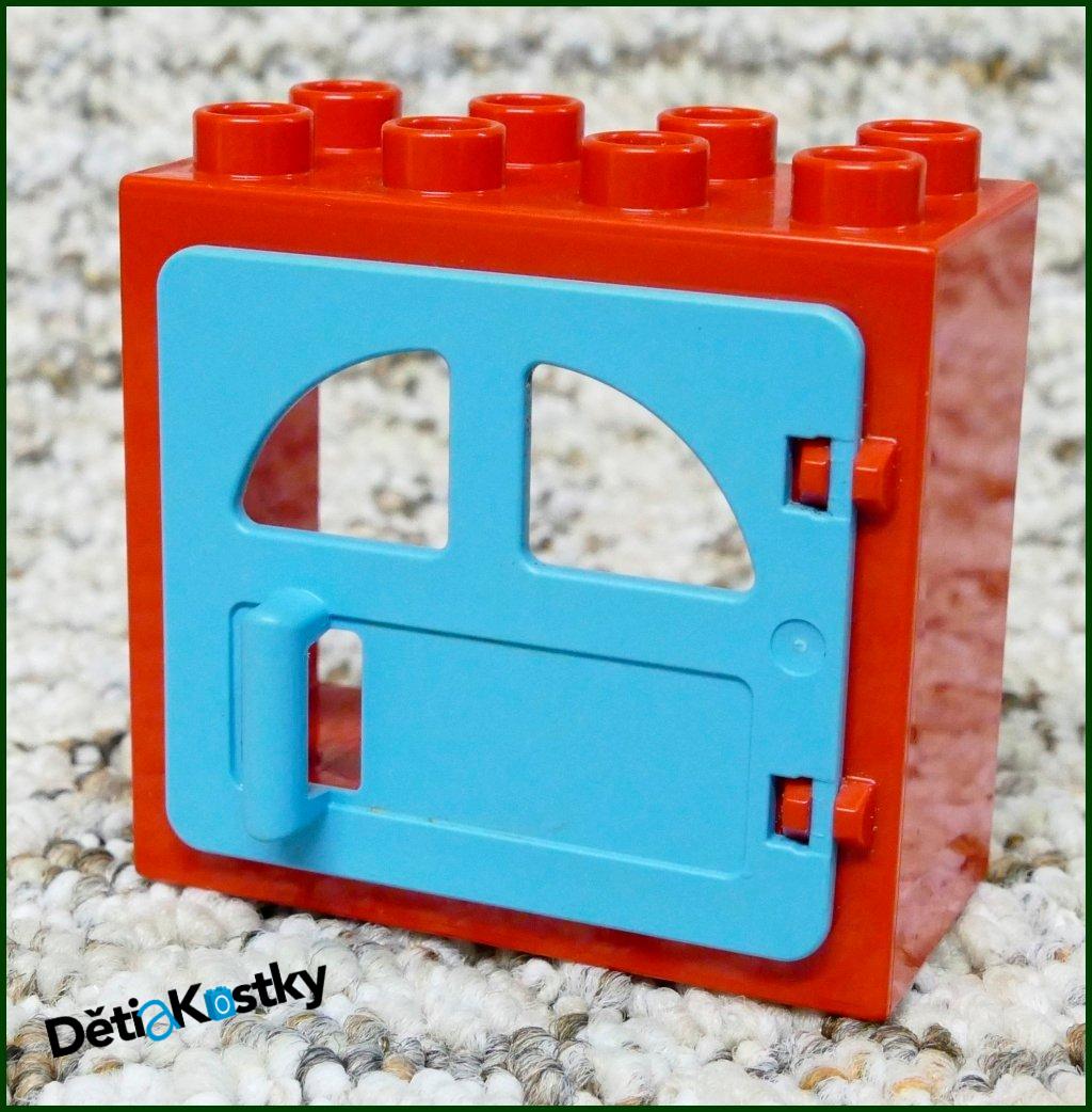 Lego® Duplo® Kostka s Dveřmi Červená (Tyrkys Dvířka s Okny)