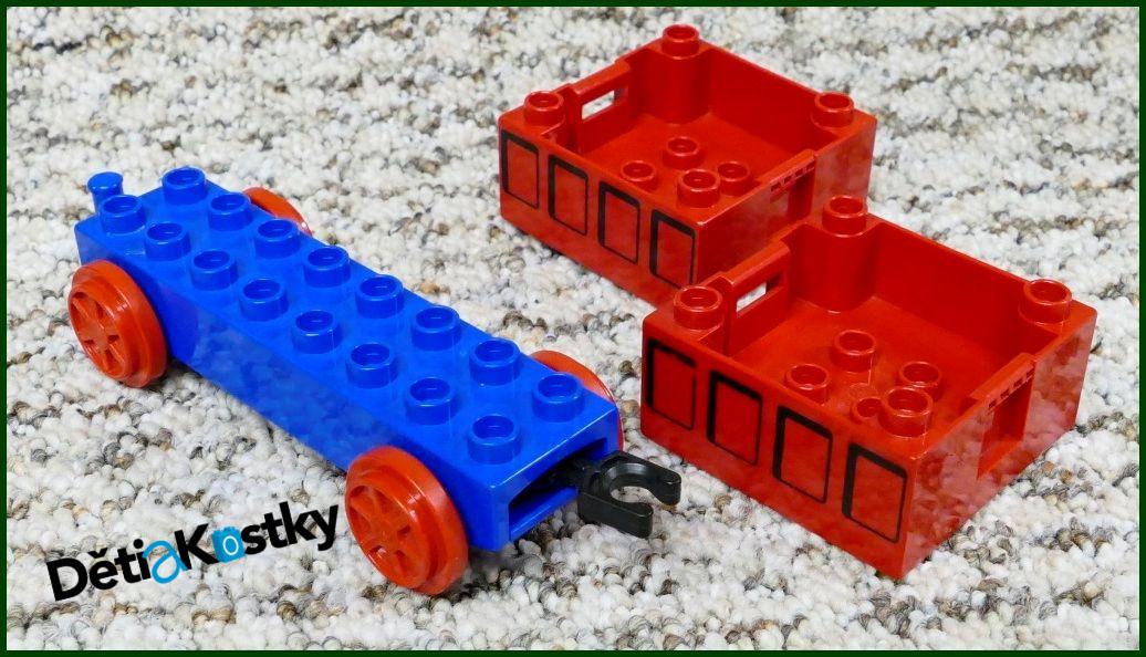 Lego® Duplo® Vagon - Nízké Kontejnery - Modrý Podvozek - Červená/Černá