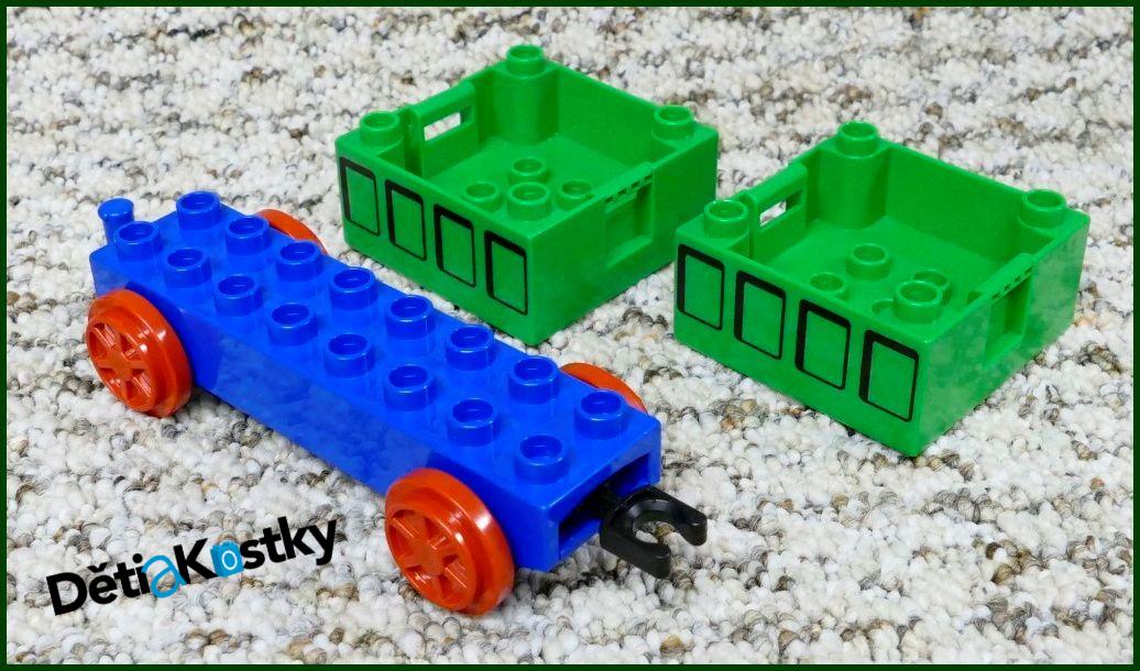 Lego® Duplo® Vagon - Nízké Kontejnery - Modrý Podvozek - Zelená/Černá