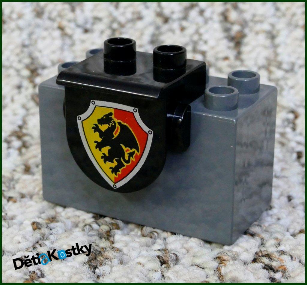 Lego® Duplo® Připínací Kostka (Erb) Černá - Drak