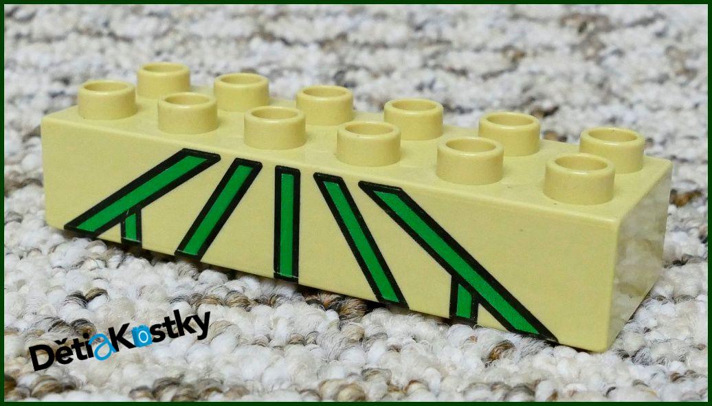 Lego® Duplo® Kostka 2x6 se Zelenými Pruhy Béžová