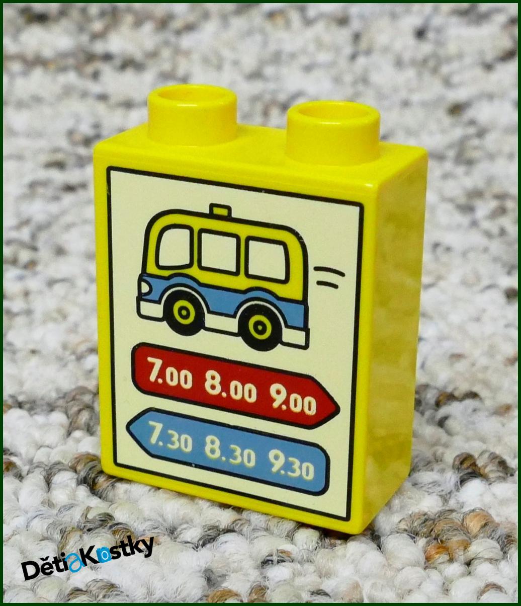 Lego® Duplo® Kostka 1x2x2 Žlutá - Autobusová Zastávka s Časy