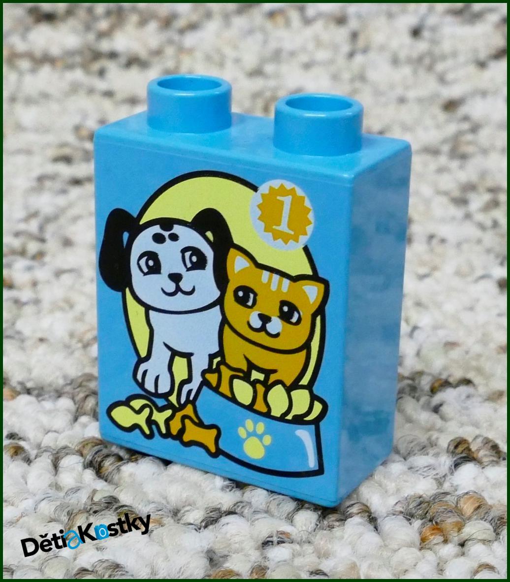 Lego® Duplo® Kostka 1x2x2 Tyrkysová - Pejsek a Kočička