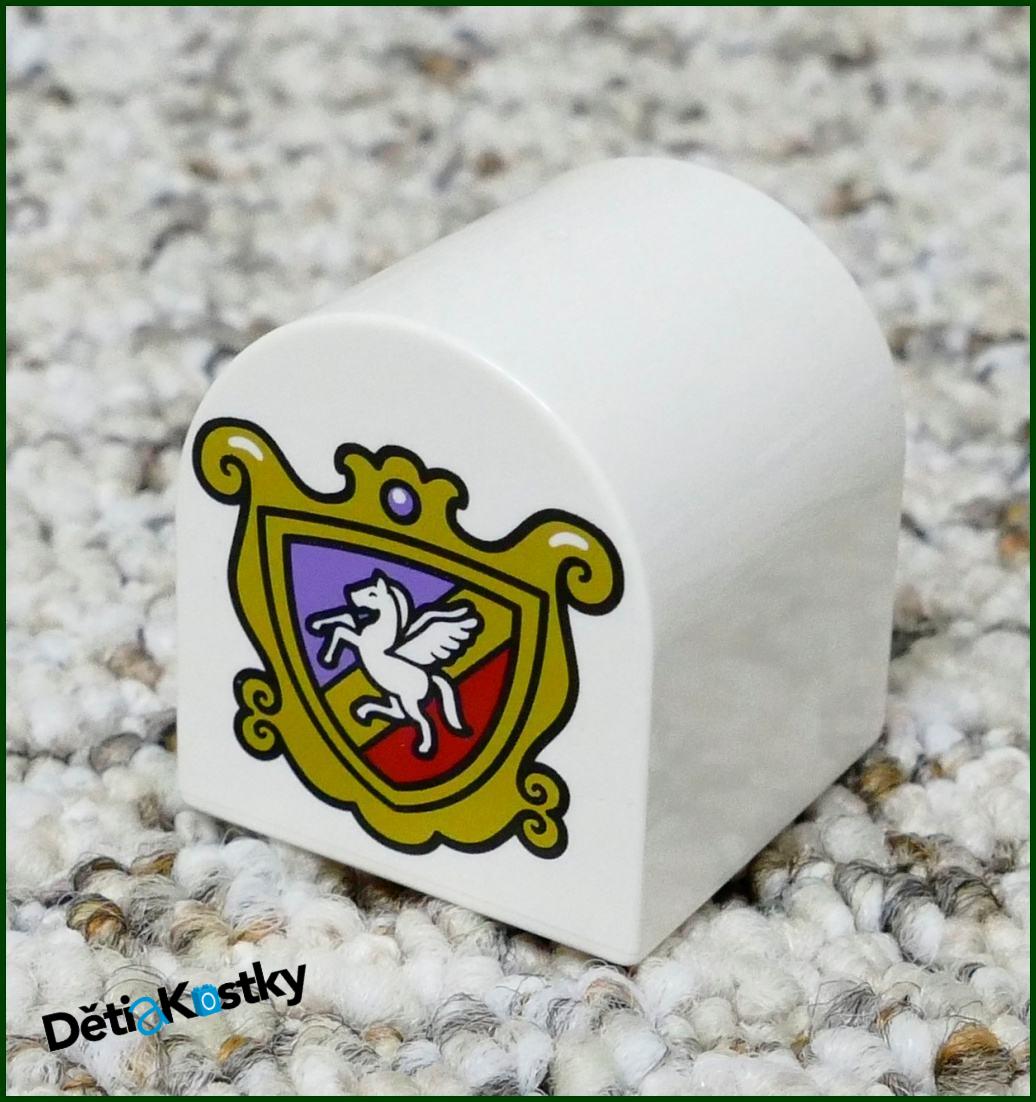 Lego® Duplo® 2x2 Zaoblená Bílá se Štítem